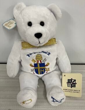 NOS Tags Vintage 9" Holy Bears !Pope John Paul II! 2003 Bean Bag Plush